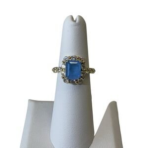 Bomb Party OG Ring "La Duchesse" RG53190 Ocean Blue Quartz / Gold Plating Size 6